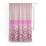 Pink & Green Paisley and Stripes Sheer Curtain