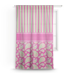 Pink & Green Paisley and Stripes Sheer Curtain - 50"x84"