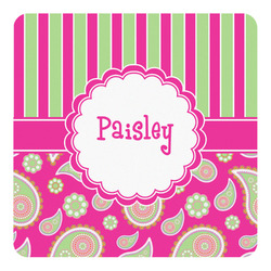 Pink & Green Paisley and Stripes Square Decal - XLarge (Personalized)