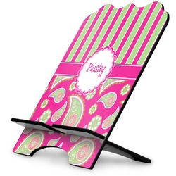 Pink & Green Paisley and Stripes Stylized Tablet Stand (Personalized)