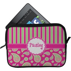Pink & Green Paisley and Stripes Tablet Case / Sleeve - Small (Personalized)