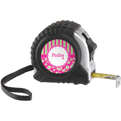 Pink & Green Paisley and Stripes Tape Measure (25 ft) (Personalized)