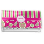 Pink & Green Paisley and Stripes Vinyl Checkbook Cover (Personalized)