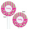 Pink & Green Paisley and Stripes White Plastic 5.5" Stir Stick - Double Sided - Round - Front & Back