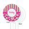 Pink & Green Paisley and Stripes White Plastic 5.5" Stir Stick - Single Sided - Round - Front & Back