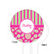 Pink & Green Paisley and Stripes White Plastic 6" Food Pick - Round - Single Sided - Front & Back