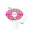 Pink & Green Paisley and Stripes White Plastic 7" Stir Stick - Single Sided - Oval - Front & Back