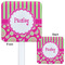 Pink & Green Paisley and Stripes White Plastic Stir Stick - Double Sided - Approval