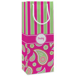 Pink & Green Paisley and Stripes Wine Gift Bags (Personalized)