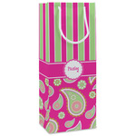 Pink & Green Paisley and Stripes Wine Gift Bags - Matte (Personalized)