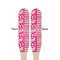 Pink & Green Paisley and Stripes Wooden Food Pick - Paddle - Double Sided - Front & Back