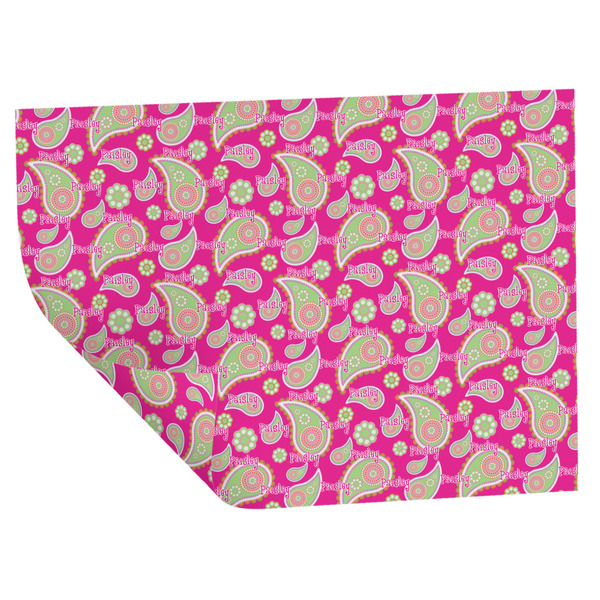 Custom Pink & Green Paisley and Stripes Wrapping Paper Sheets - Double-Sided - 20" x 28" (Personalized)