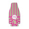 Pink & Green Paisley and Stripes Zipper Bottle Cooler - FRONT (flat)