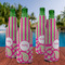 Pink & Green Paisley and Stripes Zipper Bottle Cooler - Set of 4 - LIFESTYLE