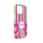 Pink & Green Paisley and Stripes iPhone Case - Plastic - iPhone 13 Mini (Personalized)