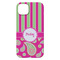 Pink & Green Paisley and Stripes iPhone 14 Plus Case - Back