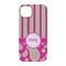 Pink & Green Paisley and Stripes iPhone 14 Pro Case - Back