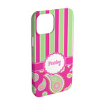 Pink & Green Paisley and Stripes iPhone Case - Plastic - iPhone 15 (Personalized)