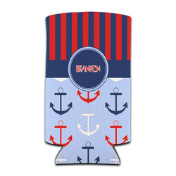 Classic Anchor & Stripes Can Cooler (tall 12 oz) (Personalized)