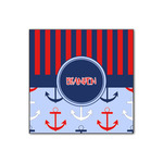 Classic Anchor & Stripes Wood Print - 12x12 (Personalized)