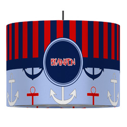 Classic Anchor & Stripes 16" Drum Pendant Lamp - Fabric (Personalized)