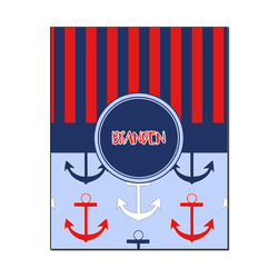 Classic Anchor & Stripes Wood Print - 16x20 (Personalized)