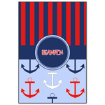 Classic Anchor & Stripes Wood Print - 20x30 (Personalized)