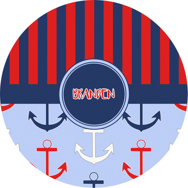 Custom Classic Anchor & Stripes Multipurpose Round Labels - 3" (Personalized)