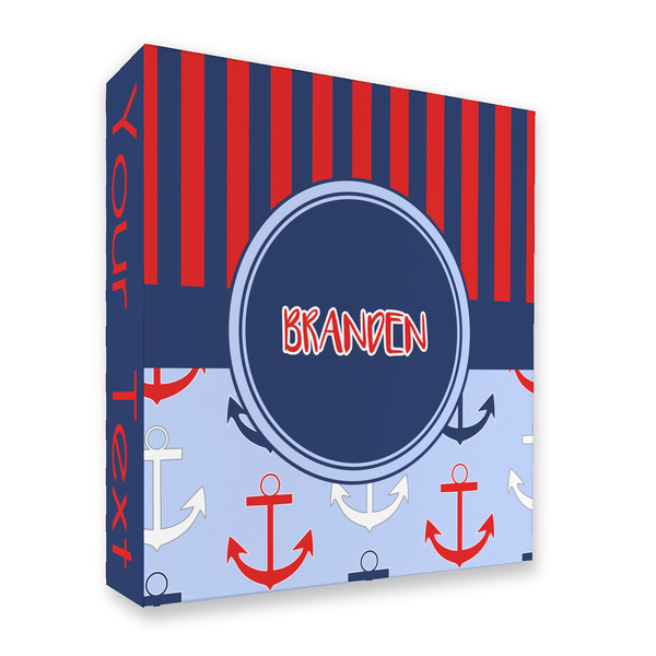 Custom Classic Anchor & Stripes 3 Ring Binder - Full Wrap - 2" (Personalized)