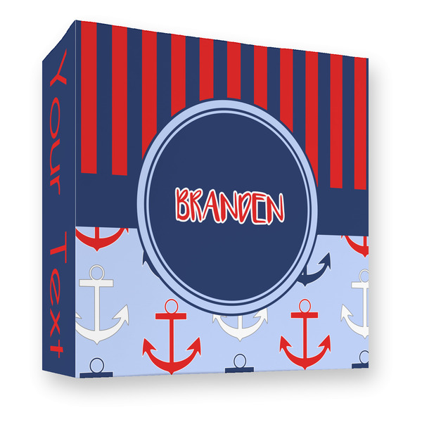 Custom Classic Anchor & Stripes 3 Ring Binder - Full Wrap - 3" (Personalized)