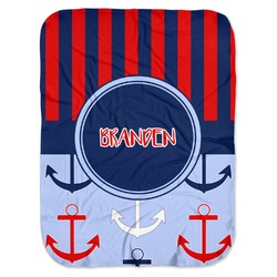 Classic Anchor & Stripes Baby Swaddling Blanket (Personalized)