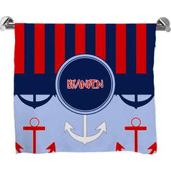 Classic Anchor & Stripes Bath Towel (Personalized)