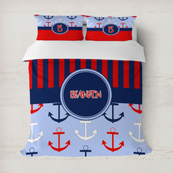 Classic Anchor & Stripes Duvet Cover Set - Full / Queen (Personalized)