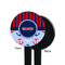 Classic Anchor & Stripes Black Plastic 7" Stir Stick - Single Sided - Round - Front & Back