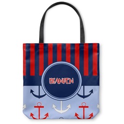 Classic Anchor & Stripes Canvas Tote Bag - Large - 18"x18" (Personalized)