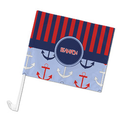 Classic Anchor & Stripes Car Flag - Large (Personalized)