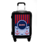 Classic Anchor & Stripes Carry On Hard Shell Suitcase (Personalized)