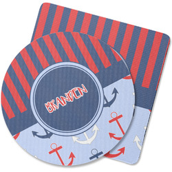 Classic Anchor & Stripes Rubber Backed Coaster (Personalized)