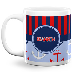 Classic Anchor & Stripes 20 Oz Coffee Mug - White (Personalized)