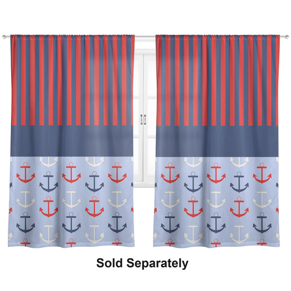 Custom Classic Anchor & Stripes Curtain Panel - Custom Size