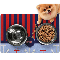 Classic Anchor & Stripes Dog Food Mat - Small w/ Name or Text