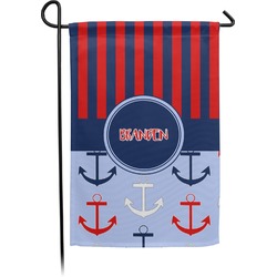 Classic Anchor & Stripes Small Garden Flag - Double Sided w/ Name or Text