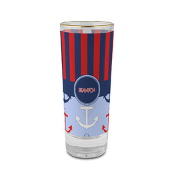 Classic Anchor & Stripes 2 oz Shot Glass - Glass with Gold Rim (Personalized)