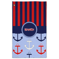 Classic Anchor & Stripes Golf Towel - Poly-Cotton Blend w/ Name or Text