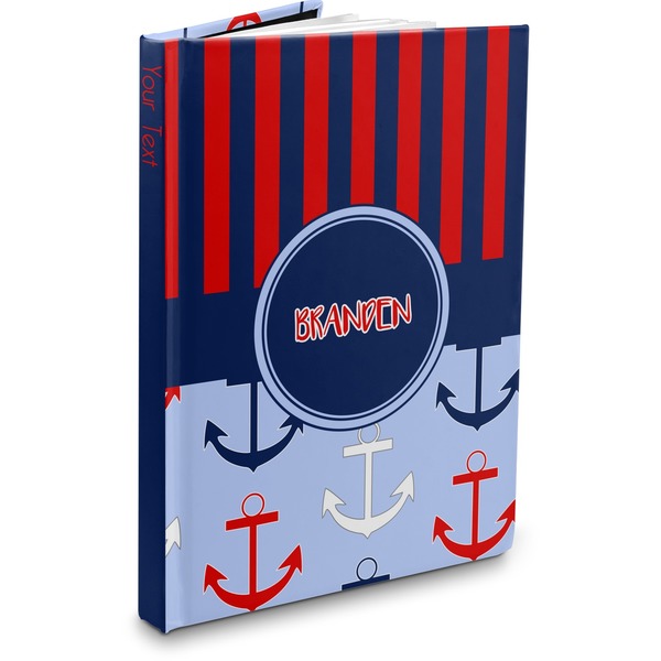 Custom Classic Anchor & Stripes Hardbound Journal - 7.25" x 10" (Personalized)
