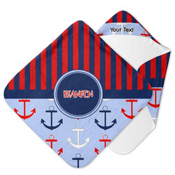 Classic Anchor & Stripes Hooded Baby Towel (Personalized)