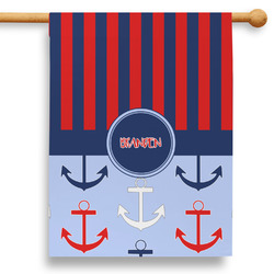 Classic Anchor & Stripes 28" House Flag - Single Sided (Personalized)