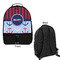 Classic Anchor & Stripes Large Backpack - Black - Front & Back View