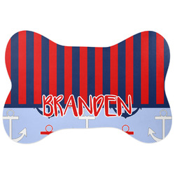 Classic Anchor & Stripes Bone Shaped Dog Food Mat (Personalized)