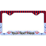 Classic Anchor & Stripes License Plate Frame - Style C (Personalized)